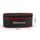 SOPL-OLIVEWARE Sophia Lunch Box, Spoon & Fork, 100% Leak Proof, 3 Stainless Steel Container with BPA Free Lids (550ml, 350ml & 350ml), Fabric Bag - Red