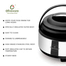 oliveware Glory Insulated Stainless Steel Casserole | High Grade | Steel Interior | Puff Insulated Lid | Keeps Chapati, Food, Curry | Easy to Carry Handle | Sturdy Base | 2000 ml