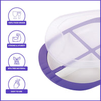 Oliveware Pearl Square Tray with Airtight Lid for Serving Dry Fruits, BPA Free, Storage & Serving Snacks, Dry Fruits, Biscuits, Candy, 4 Compartments (4x150 ml) - Voilet