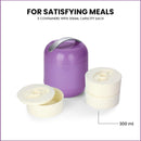 oliveware Bella Lunch Box - 3 Containers | Insulated Container | Carry Handle | Leak Proof | Complete Meal Hot Case - Violet, Plastic, 300 milliliter