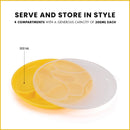 oliveware Majestic Snaks & Dry Fruit Candy Tray with Airtight Lid, BPA Free Plastic, 4 compartments (4x300 ml), Store & Serve - Yellow