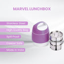 oliveware SOPL (Logo) with Device Marvel Lunch Box with Insulated Box, 3 Stainless Steel Containers 300ml Each, Leak Proof & Sturdy - Voilet