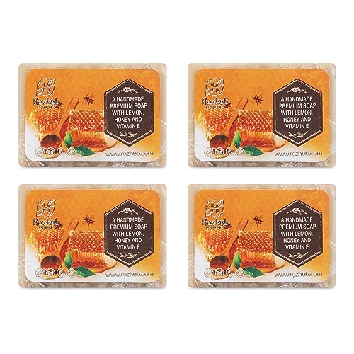 Rozhub Naturals Lemon Peel & Honey Handmade Soaps - Refreshing Citrus Fragrance - 100 Gm (Pack of 4)