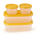 Oliveware Modular Storage Containers with Airtight Lid, BPA Free, For Pulses, Rice, Dal & Atta, Set of 4 (2x600ml, 2x180ml) - Yellow