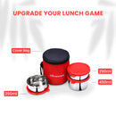 SOPL-OLIVEWARE Retro Premium Lunch Box | Stainless Steel | 3 containers | with Stylish Carry Bag | for Office, School | - (LB88CW) (Red)
