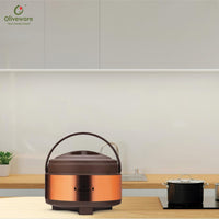 oliveware SOPL (Logo) with Device Glory Sturdy Base High Grade Classic Insulated Casserole with Insulated Lid, Stainless Steel, Easy to Carry Handle (Copper, Brown, 1200 ml)