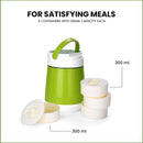 Oliveware Jumbo Lunch Box - 4 Containers | Full Set Office Use | Insulated Body | Leak Proof | Full Meal & Easy to Carry - Green, Plastic, 300 ml