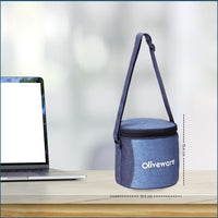 SOPL-OLIVEWARE Lily Glass Lunch Box with Fabric Bag, Leak Proof & Microwave Safe, 2 Container with 400ml Each- Blue
