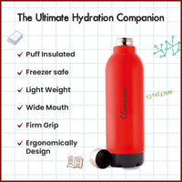 SOPL-OLIVEWARE Qua Water Bottle with Better Grip, 850 ml Bottle, BPA Free & Leak Proof, For Home, Office & Gym use - Red