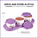 oliveware Ruby Dry Fruit Container Tray with Airtight Lid, BPA Free, For Snacks & Dry Fruits, 3 Containers (450ml) each - Voilet