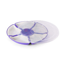 Oliveware Flower Snack Container with 5 Compartments | Storage & Serving Snacks, Dry Fruits, Biscuits, Candy | Hard Plastic | Multi Purpose - Violet