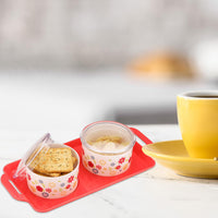 oliveware Blossom Dry Fruit Container Tray with Airtight Lid, BPA Free, For Snacks & Dry Fruits, 2 Containers (350ml) each - Red