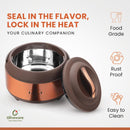 oliveware SOPL (Logo) with Device Glory Sturdy Base High Grade Classic Insulated Casserole with Insulated Lid, Stainless Steel, Easy to Carry Handle (Copper, Brown, 1200 ml)