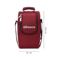 SOPL-OLIVEWARE Executive Glassware Lunchbox, Borosilicate Glass, Microwave Safe,Set of 3 with BPA Free Lid (320ml) Each - Mahroon