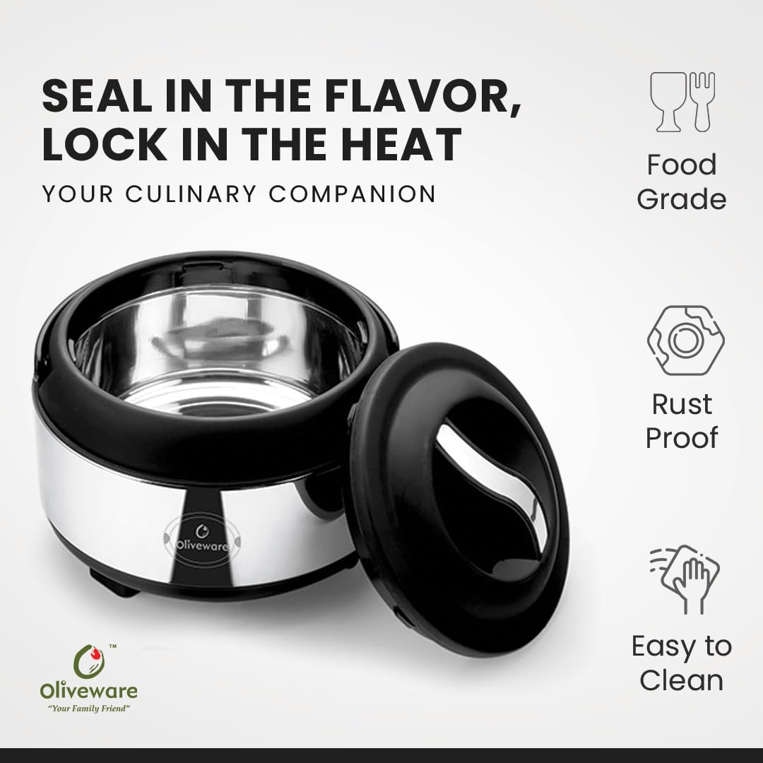 oliveware SOPL (Logo) with Device Glory Sturdy Base High Grade Classic Insulated Casserole with Insulated Lid, Stainless Steel, Easy to Carry Handle (Silver, Brown, 1200 ml)