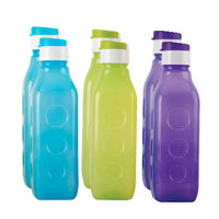 Oliveware Premium PET Water Bottle | SUPERIYA Range | Multi - Pack of 6 | 1 Litre Bottle | Better Grip | 1000 Ml Capacity | for Home & Office Use