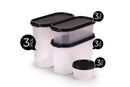 SOPL-OLIVEWARE Modular Storage Containers with Airtight Lid, BPA Free, For Pulses, Rice, Dal & Atta, Set of 12 (3x1800ml, 3x1200ml, 3x600ml & 3x180ml) - Black, Plastic