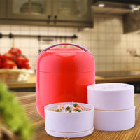 oliveware Bella Lunch Box, 3 Containers in 300ml Each, BPA Free, Insulated Body with Carry Handle, Leak Proof & Sturdy, Easy to Carry - Red