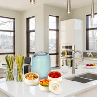 oliveware Plastic Bella Lunch Box - 3 Containers | Insulated Container | Carry Handle | Leak Proof | Complete Meal Hot Case - Blue, 300 milliliter