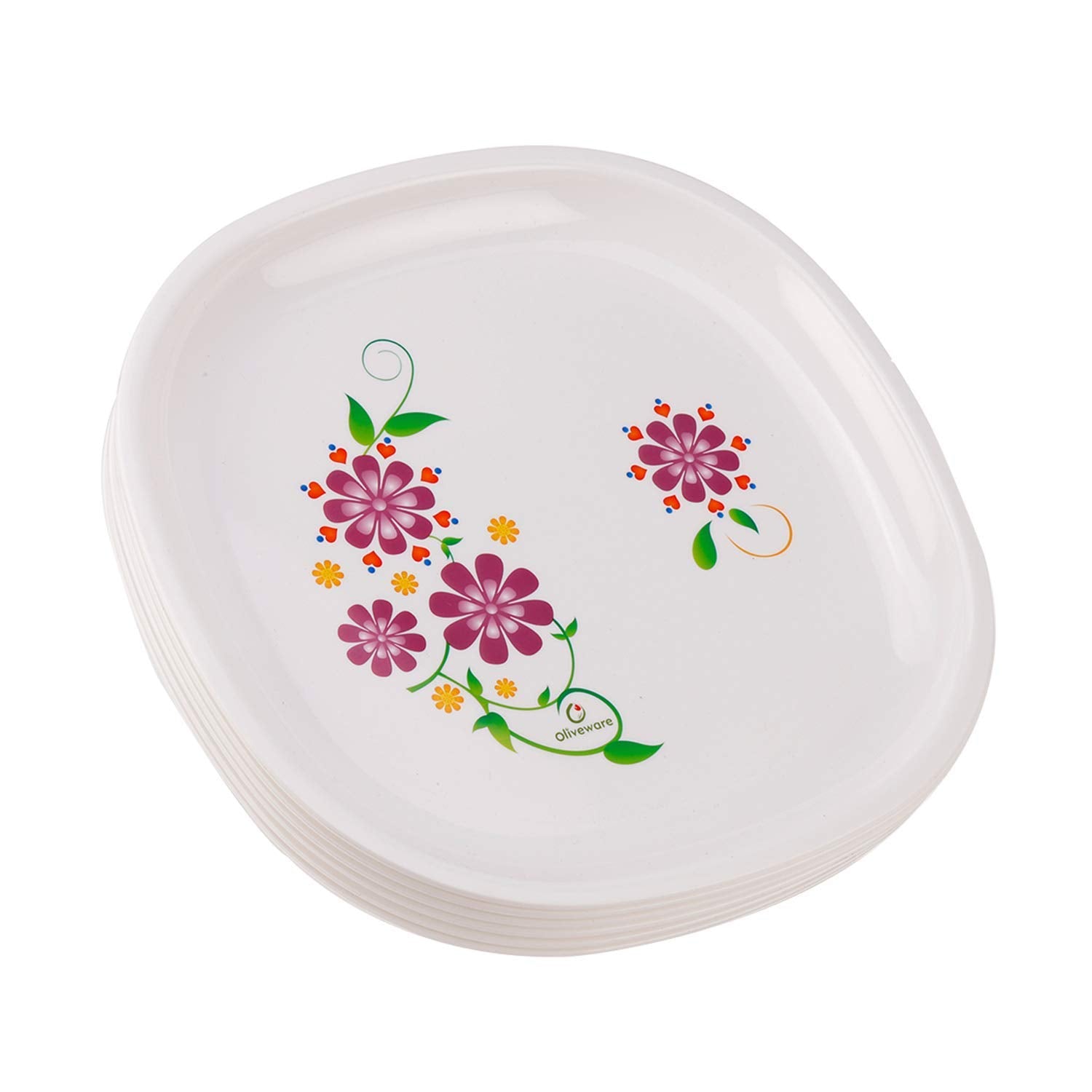 oliveware Set of 6 Square Printed Plate Big Purple