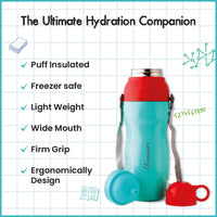 SOPL-OLIVEWARE Spin Water Bottle with Better Grip, 650 ml Bottle, BPA Free & Leak Proof, For Home, Office & Gym use - Blue