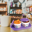 oliveware Breeze Paisley Print Serving Container & Tray with Airtight Lid, BPA Free, 2 Containers (500ml) each, For Snacks & Dry Fruits - Voilet