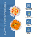 SOPL-OLIVEWARE Exotica Glass Lunch Box, Microwave Safe, Borosilicate Glass Containers with Cutlery + Napkin, Full Meal & Easy to Carry, Set of 2 (320ml)- Blue