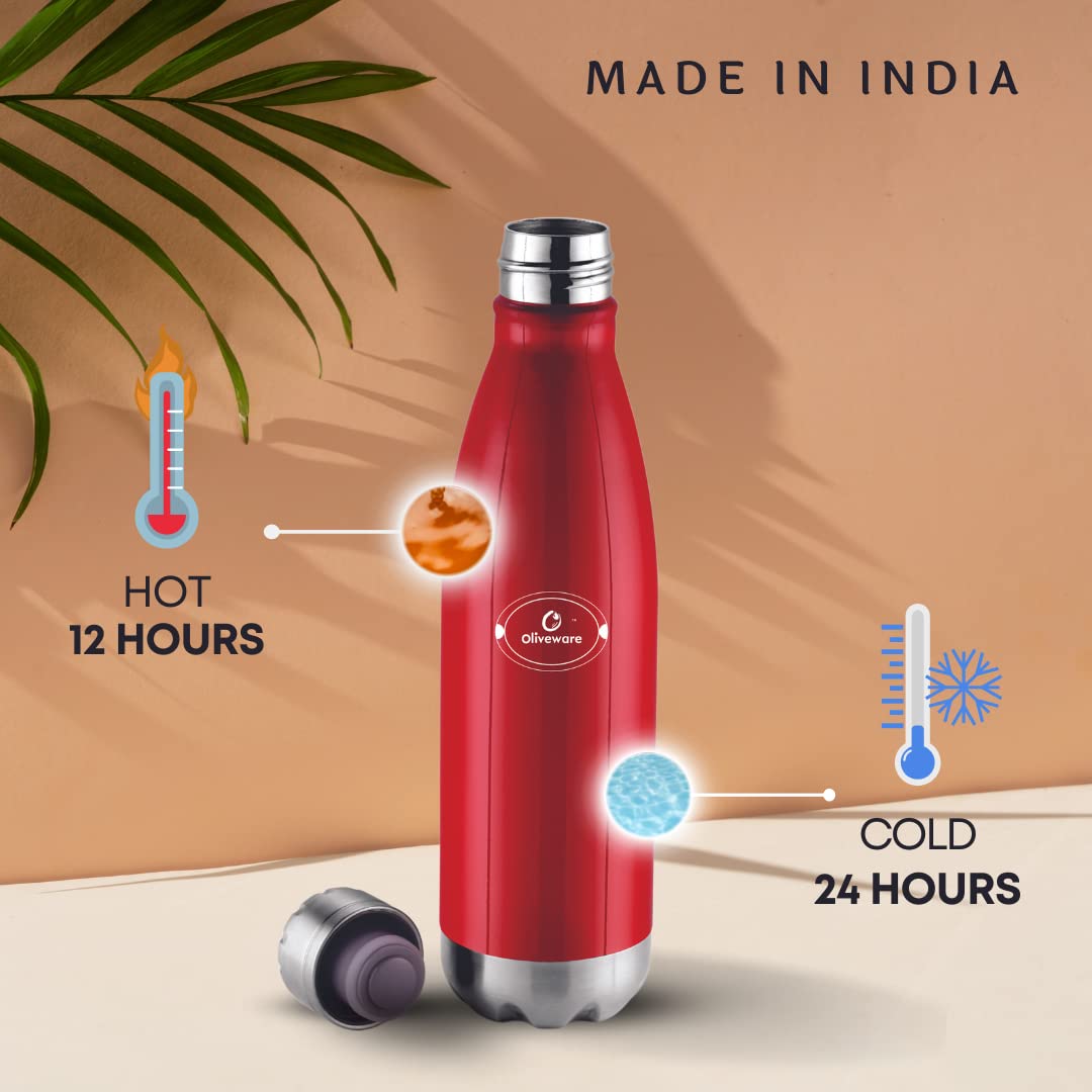 SOPL-OLIVEWARE Camo Vacuum Double Wall Bottle, Stainless Steel (750ml), Hot & Cold, Insulated Bottle, Fit for Indoor & Outdoors - Red