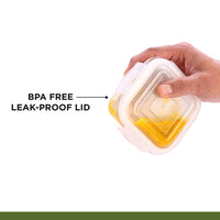 SOPL-OLIVEWARE Joy Glassware Round Lunchbox, Borosilicate Glass Containers, Microwave Safe & Leak Proof, 2 Containers with BPA Free Lids (400ml) Each - Blue