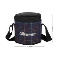 SOPL-OLIVEWARE Cleo Lunch Box, Microwave Safe & Leak Proof, 2 Inside Steel Containers with BPA Free Airtight Lids (450ml & 600ml), with Fabric Bag - Blue