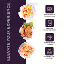 SOPL-OLIVEWARE Spyker Glassware Square Lunchbox, Borosilicate Glass Containers, Microwave Safe & Leak Proof, 3 Containers with BPA Free Lids (320ml) Each - Voilet