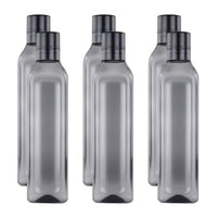 Oliveware Premium Plastic Water Bottle, 1L, Set of 6, Grey