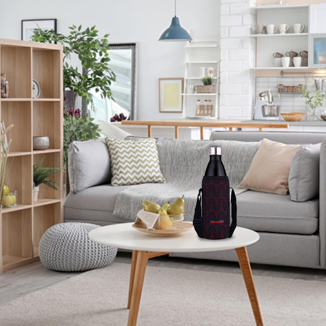 Oliveware Camo Vaccum Bottle with Sleeve, Stainless Steel (750ml), Hot and Cold, Insulated Bottle, Fit for Indoor & Outdoors - Black