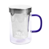 Glass Tea Mug With Steel Infuser - Silver Lid - 500 Ml