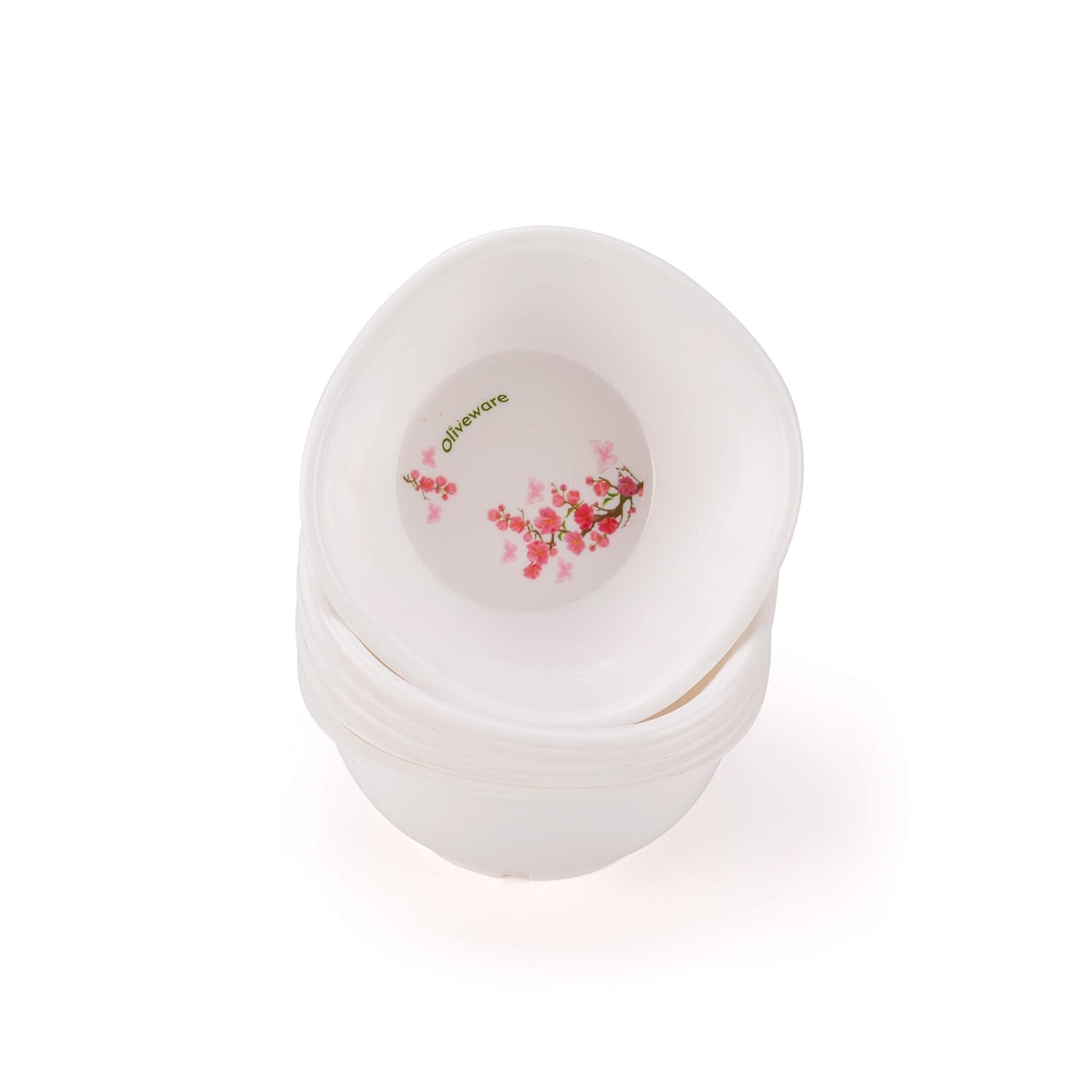 oliveware Printed Square Bowl Small Pink - 200 ml | Set of 6