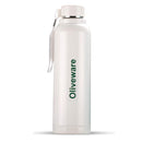 Oliveware Aura Insulated Steel Bottle - White | Keep Hot & Cold for Long Hours | Fits Bags & Fridge | Strap for Easy Carry - 690ml