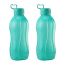 oliveware Jumbo 2 Litre Water Bottle, 100% Leak Proof, BPA Free Premium Plastic Bottle, for Home, Office & Gym, Sturdy with Holder, Pack of 2 (Blue)