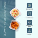 SOPL-OLIVEWARE Rocky Glassware Round Lunchbox, Borosilicate Glass Containers, Microwave Safe & Leak Proof, 2 Containers with BPA Free Lids (400ml) Each - Pink