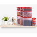 SOPL-OLIVEWARE Modular Storage Containers with Airtight Lid, BPA Free, For Pulses, Rice, Dal & Atta, Set of 12 (3x1800ml, 3x1200ml, 3x600ml & 3x180ml) - Red, Plastic