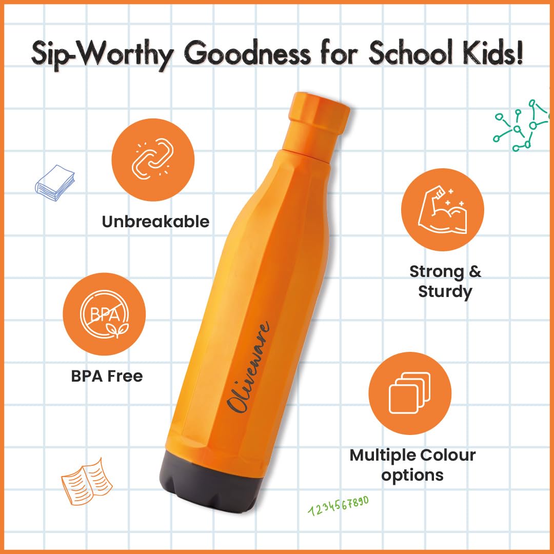 SOPL-OLIVEWARE Freshy Water Bottle with Better Grip, 1000 ml Bottle, BPA Free & Leak Proof, For Home, Office & Gym use - Yellow