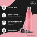 SOPL-OLIVEWARE Sigma Vacuum Double Wall Bottle, Stainless Steel, Hot & Cold, Insulated Bottle, Fit for Indoor & Outdoors (500 Ml, Pink)