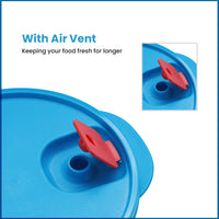 oliveware SOPL Micro Dynasty Food Storage Containers with Air Vent Lid, BPA-Free, Microwave Safe & Leak Proof, Set of 2 Big (2000ml) Each - Blue