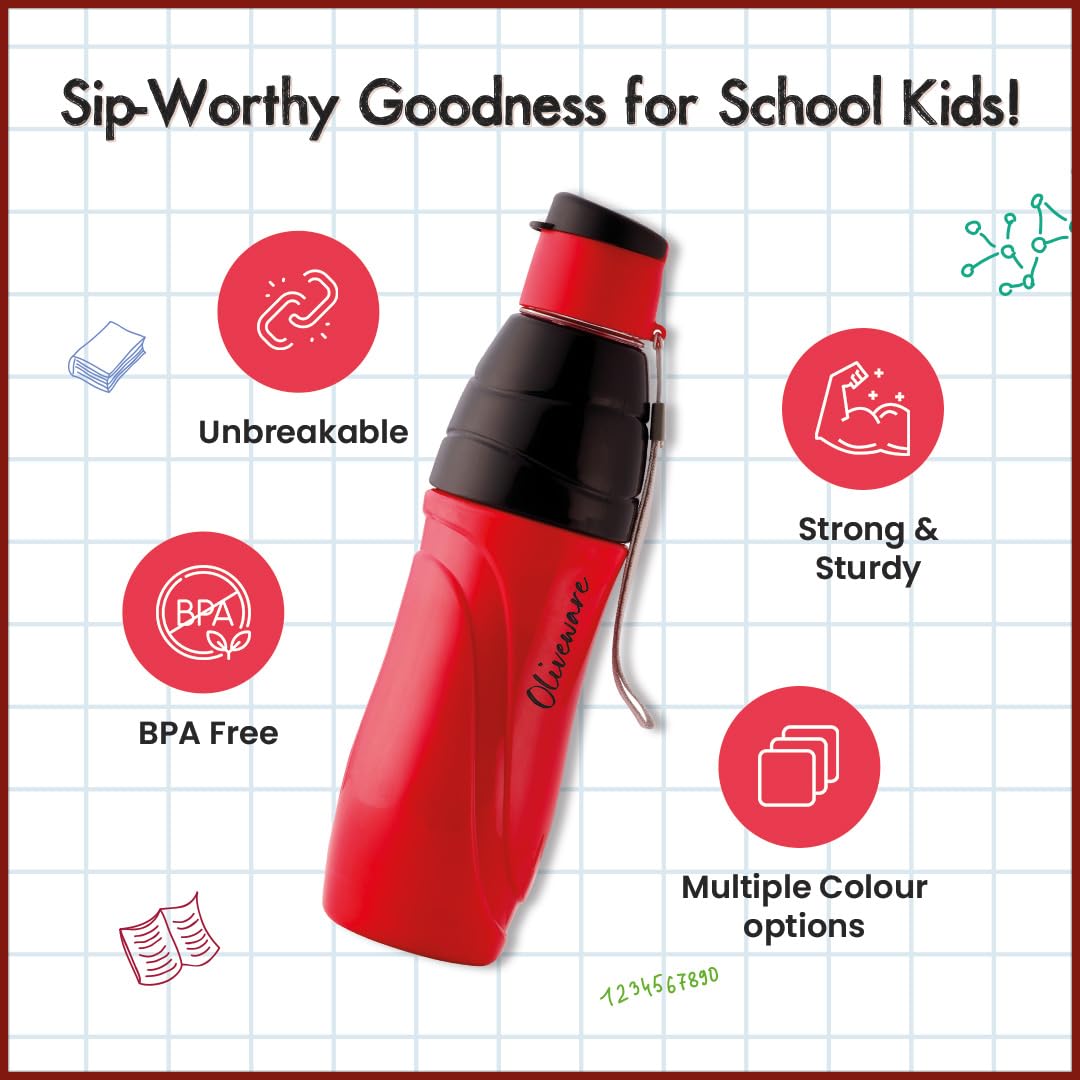 SOPL-OLIVEWARE Eagle Water Bottle with Better Grip, 500 ml Bottle, BPA Free & Leak Proof, For Home, Office & Gym use - Red