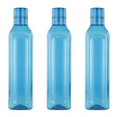 Oliveware Premium Plastic Water Bottle, 1 Litre Bottle, Better Grip, BPA Free & Leak Proof, for Home & Office Use, Set of 3 (Blue)