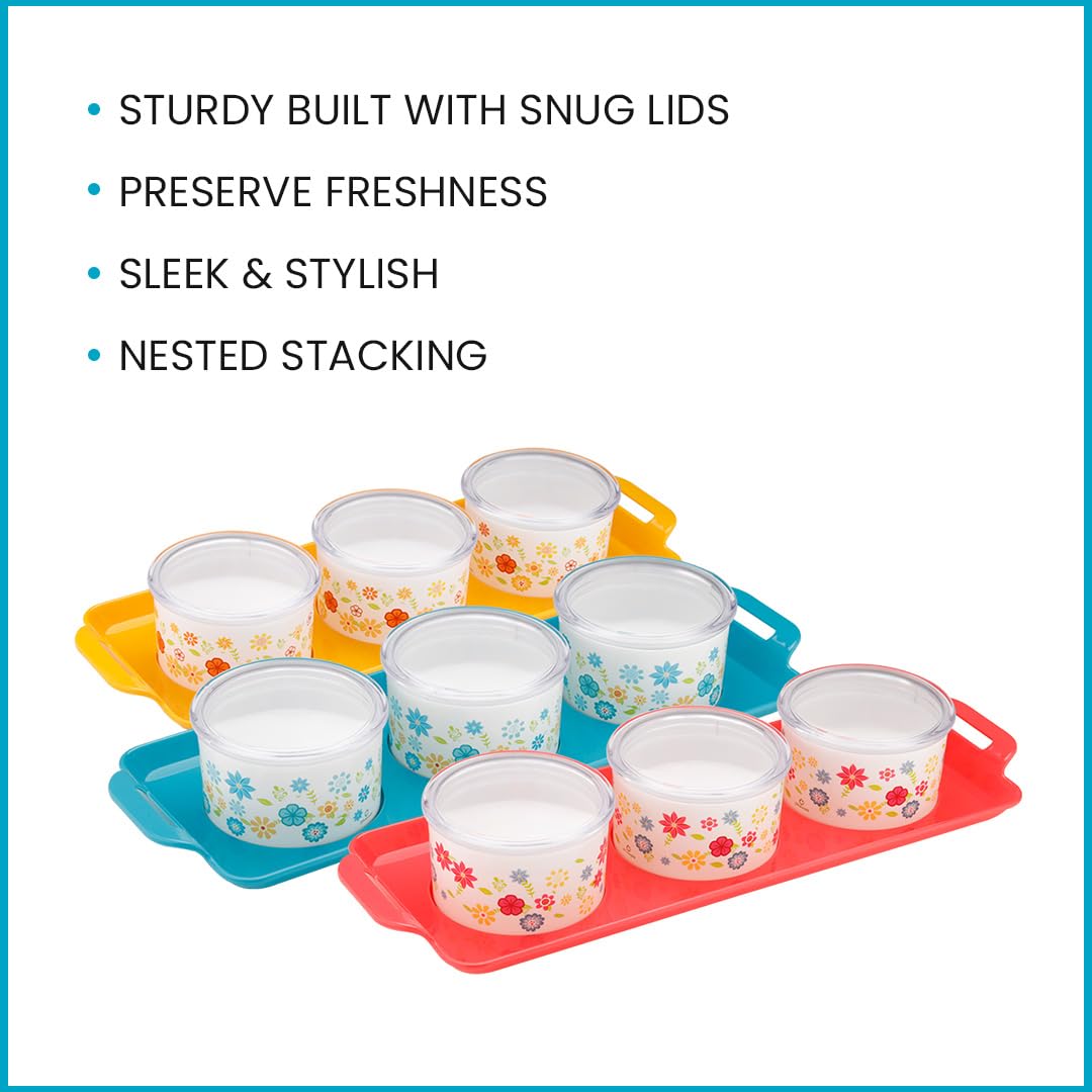 oliveware Venice Dry Fruit Container Tray with Airtight Lid, BPA Free, For Snacks & Dry Fruits, 3 Containers (350ml) each - Blue