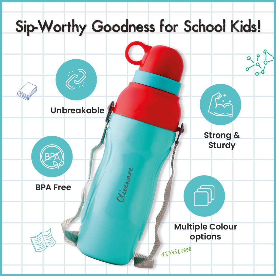 SOPL-OLIVEWARE Spin Water Bottle with Better Grip, 650 ml Bottle, BPA Free & Leak Proof, For Home, Office & Gym use - Blue