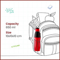 SOPL-OLIVEWARE Eagle Water Bottle with Better Grip, 650 ml Bottle, BPA Free & Leak Proof, For Home, Office & Gym use - Red