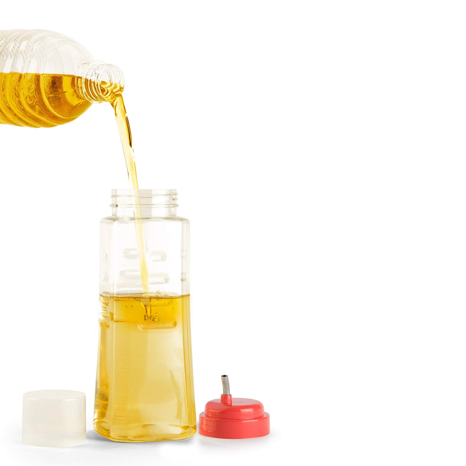 oliveware Oil Dispenser - Cherry | Easy to Pour | Leak-Proof | Oil Container Transparent | 1000 ml Capacity | Anti Skid & No Spill Bottle