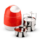 oliveware SOPL (Logo) with Device Marvel Lunch Box with Insulated Box, 3 Stainless Steel Containers 300ml Each, Leak Proof & Sturdy - Cherry