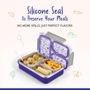 Oliveware Bento Master 3 Lunch Box | with 3 dividers | Steel Spoon | Stainless Steel | Dishwasher & Freezer Safe